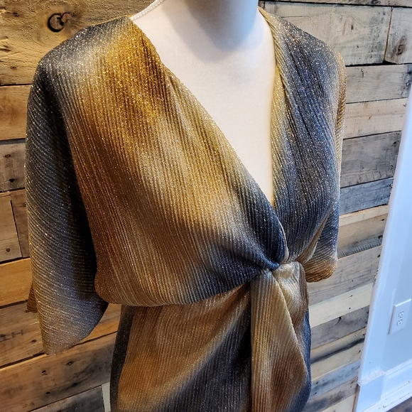 Luch Metallic Twist Knot Midi Dress - Picture 2 of 5